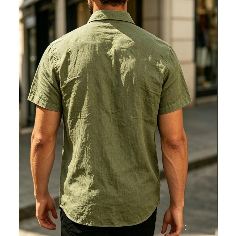 Jacquard overhemd met korte mouwen voor heren – casual sportpoloshirt met een omgeslagen kraag
