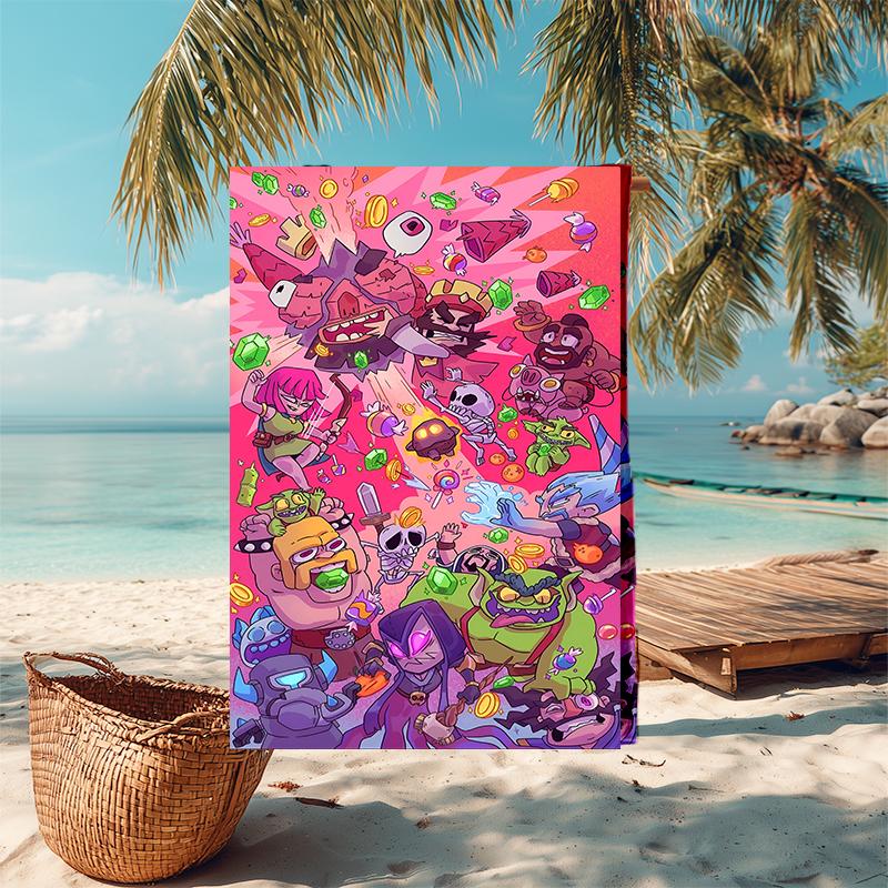 Ultra-Soft Beach Towel with Clash Royale Theme,Ideal for Pool - Camping, Diving - Perfect Travel Essential, Vibrant Beach Towel.