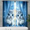 Cute Cat Print Curtains Bedroom Living Room Study Home Decor Curtain Light Filtering For Sitting Made Of Polyester With Rod Pocket