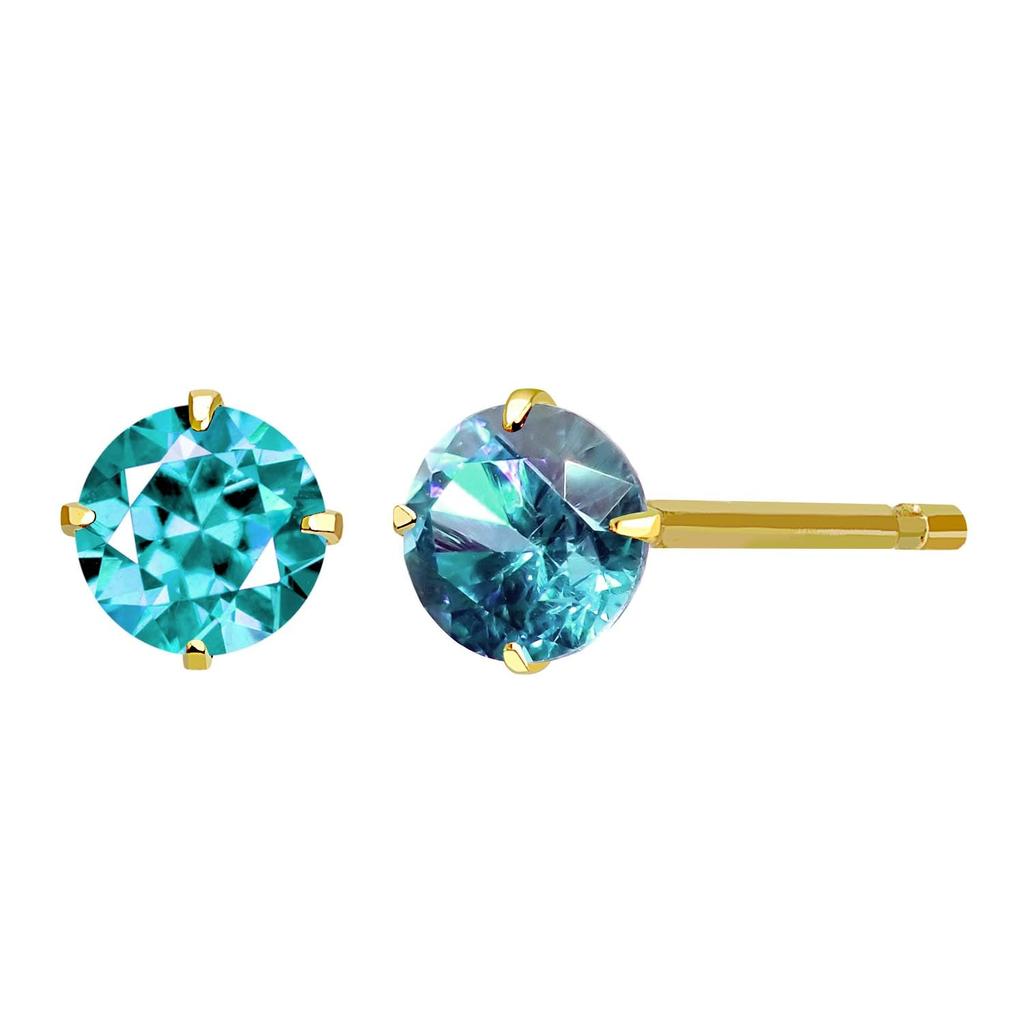 Earrings for Natural Blue Stud Single 4 10K [Sears] Women, K10, Stone, Topaz, Earrings, Stone, Prongs, Gold, Se105-0003-yg-bt