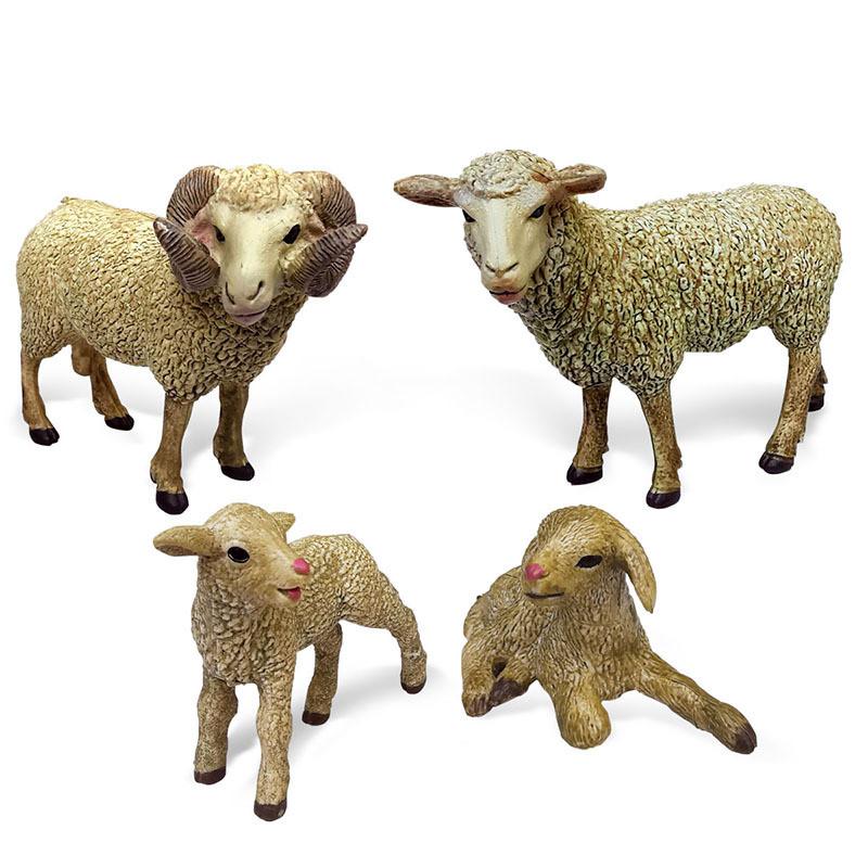 Farm Animal Pvc Sheep Model Kit With Static Lamb And Ewe For Diorama And Hobby Use