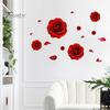 Easy Peel And Stick Wallpaper Romantic 3D Rose Flower Wall Stickers, Waterproof PVC Decal, Large Red Mural Art Decor, Decals for Home Living