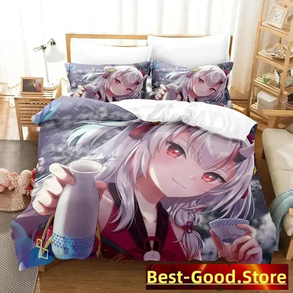 Kawaii Nakiri Ayame Tryckt Sängset Påslakan Örngott Sängkläder Sänglinne Lakan Täcke Full Queen King Size