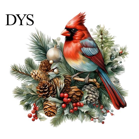 Bird And Pine Cone Wall Stickers Christmas Sticker, Decorative PVC Decal with Branch Retro Winter Home Decor Red Berry, Waterproof Peel Sticker