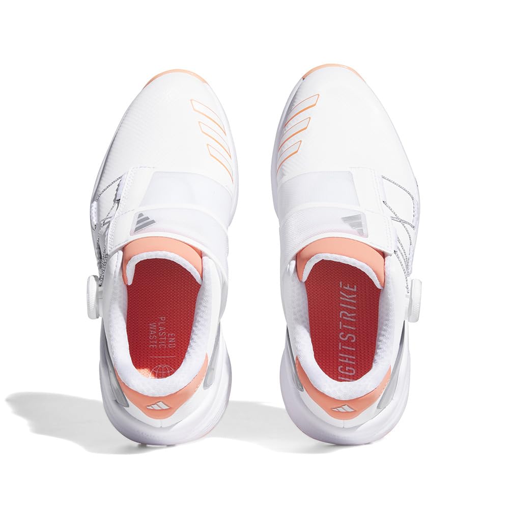 Golf Shoes ZEDGE 23 Boa Footwear Metallic cm [Adidas Golf] Women's White/Coral Fusion/Silver 25.0