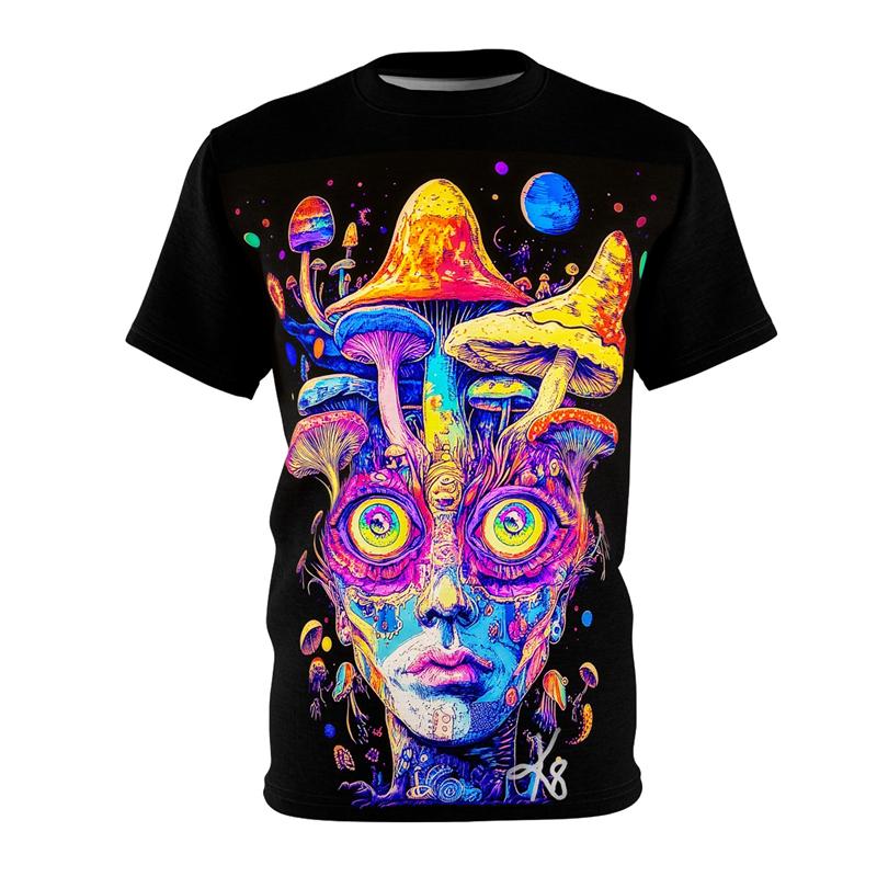Psychedelic Mushroom Streetwear Tee For Men Harajuku Fashion Short Sleeve T Shirt 3D Print Graffiti Personality Colorful Tops