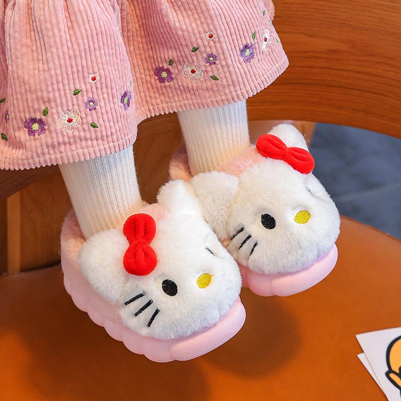 New Autumn/Winter Cartoon Kids' Cotton Slippers - Adorable Non-Slip Parent-Child Home Shoes