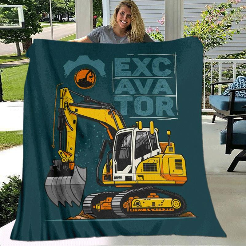1pc Tractor Printing Lightweight Flannel Blanket, Comfortable and Warm Blanket, for Camping Sofa Bed and Couch Office, Suitable for Gift Blan