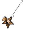 Hanging Five-Pointed Star Holder Colorful Pressed Glass Tea Light Lantern Metal Iron Frame Festive Home Restaurant