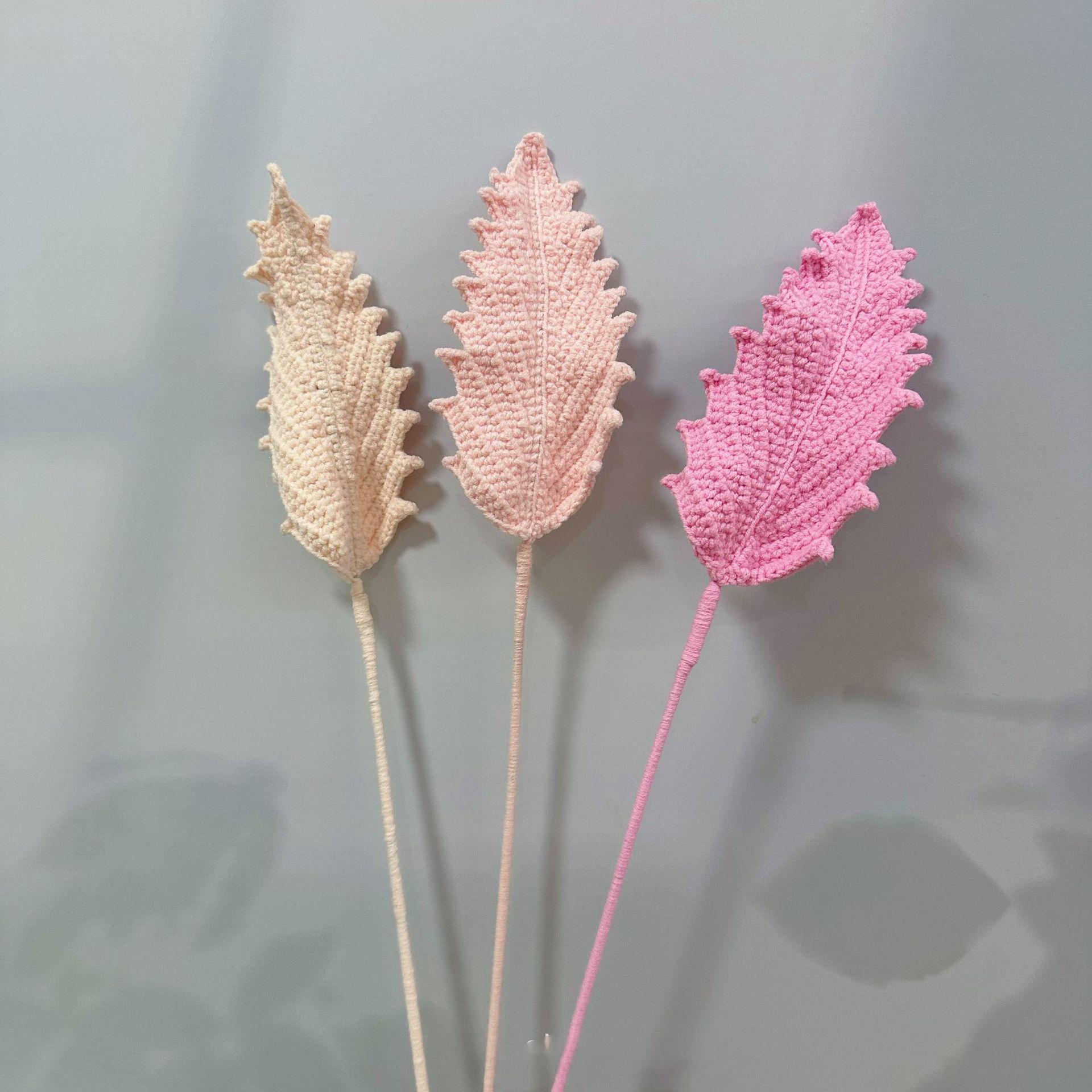 

Creative Crochet Leaves Knitting Leaf Crochet Flower Bouquet Decoration Handwoven Plant Home Decor