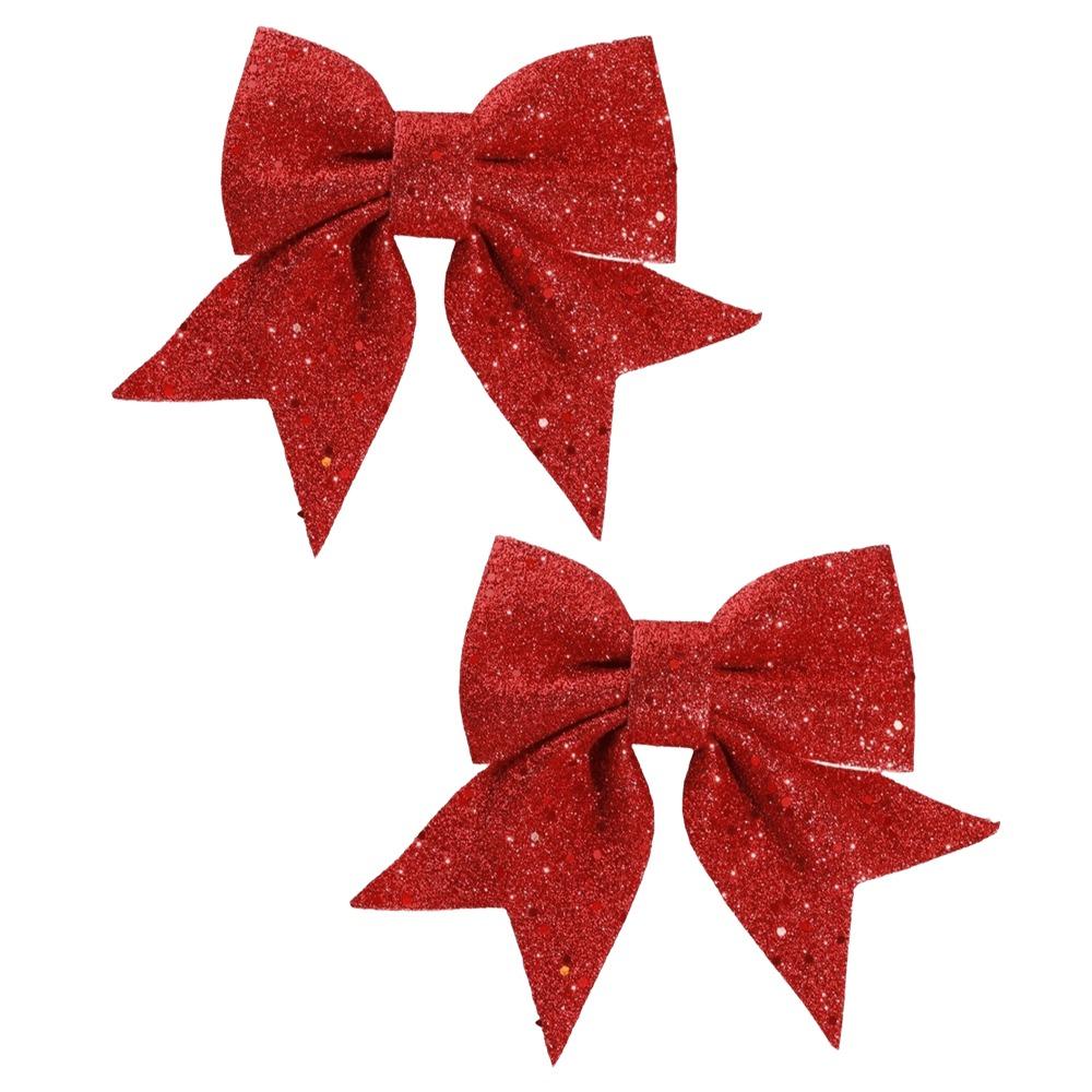 2Pcs 3D Bow Christmas Decorations Sparkling Christmas Hanging Decorations Holiday Accessories