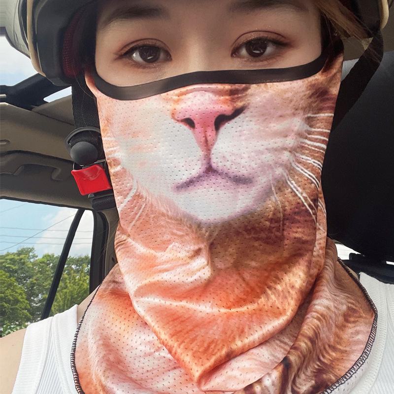 

Вітрозахисна велосипедна маска для вух із захистом від ультрафіолетового випромінювання - помаранчевий трикутний шарф з обличчям кота Orange Cat