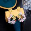 Farbige Diamant-Blumencluster-Ohrringe, Nadel-Zirkon-Gartenwald-Serie Super Fee Temperament Ohrringe