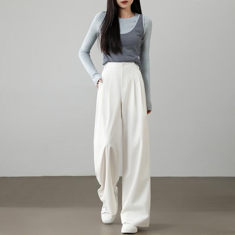 Pleated Waist Straight-Leg Casual Pants