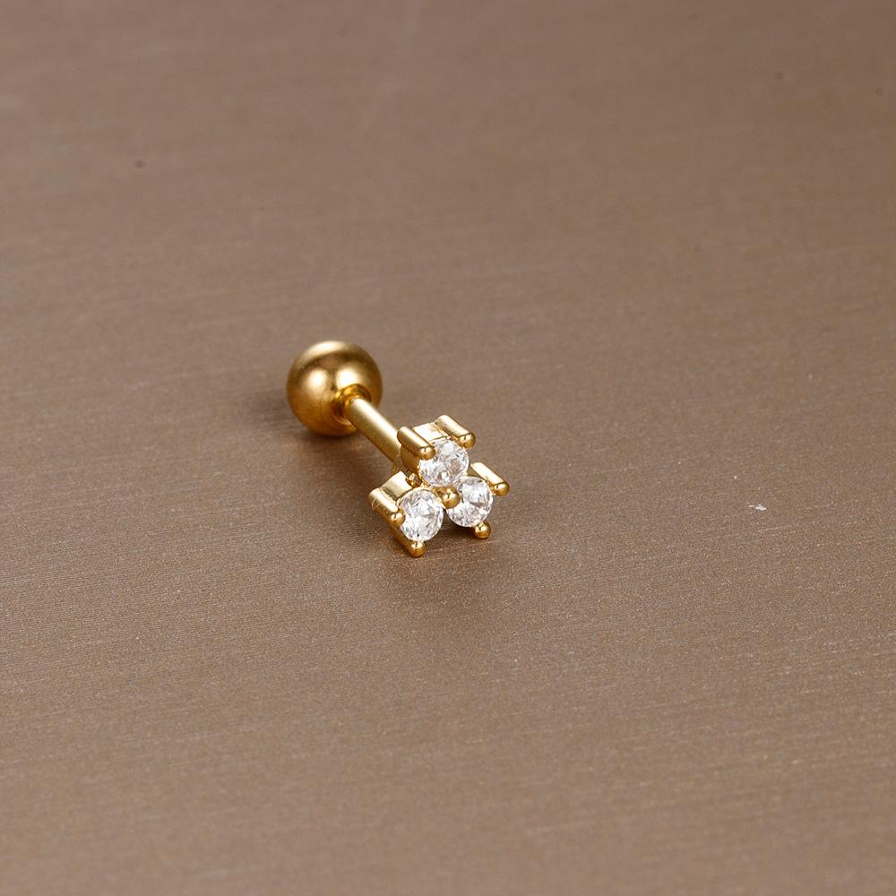Einfache Mode Edelstahl Mond Sterne Herzen Blume Zirkon Runde Kugel Schraubstecker Ohrringe für Frauen Hip-Hop Schmuck Geschenke