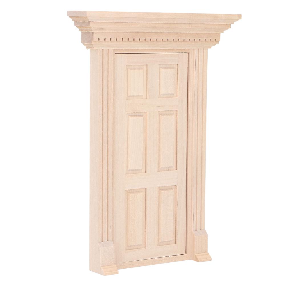 1:12 Dollhouse Miniature Wooden Door Panel 6 Grid Door Frame Unpainted Furniture Doll House Accessories