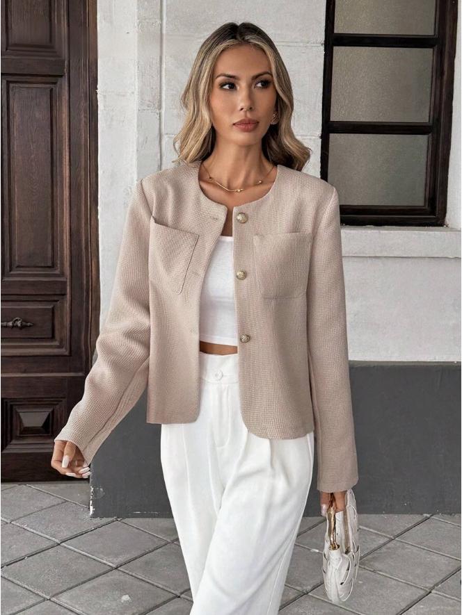 European-American 2026 Women s Short Tweed Jacket: Chic Fragrant Style, Niche British Elegance Extra Large абрикосовый