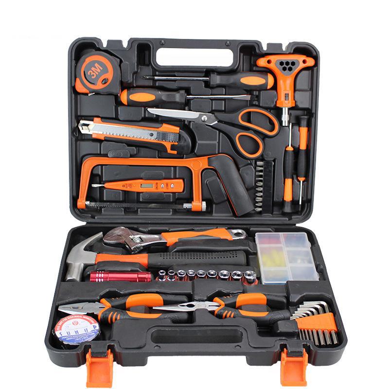 Household Hardware Tool Set: Electric & Impact Drill Combo with Toolbox for Vehicle Repair