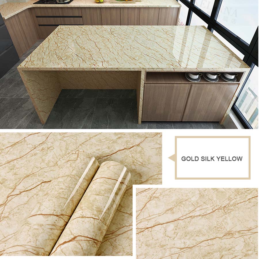 DIY Marble Decorative Film Bathroom Self Adhesive Wall Paper Furniture Renovation Kitchen Countertop Waterproof Wallpaper