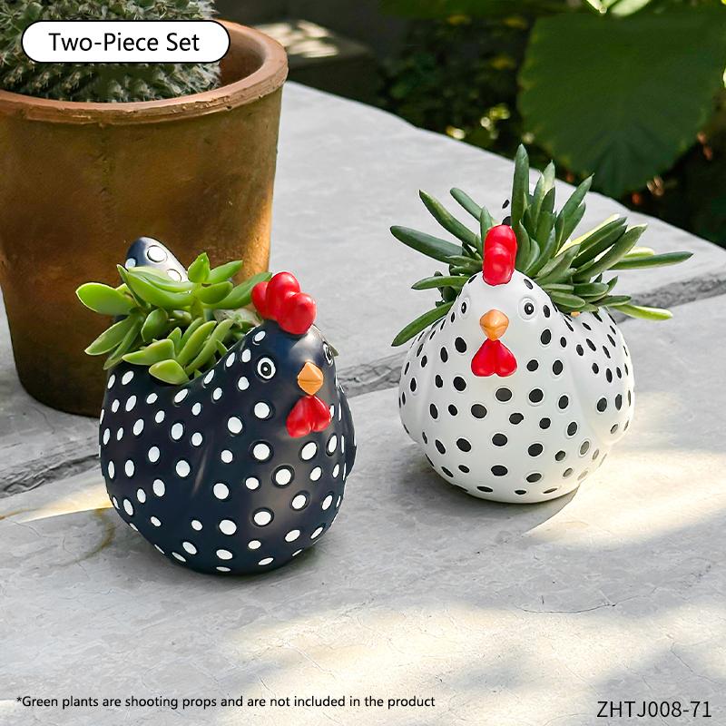 Vaso Fiorito Gallina Maculata Divertente Vaso Fiorito Modello Gallo Carino Fioriera Decorazione Giardino Cortile Fattoria Regalo