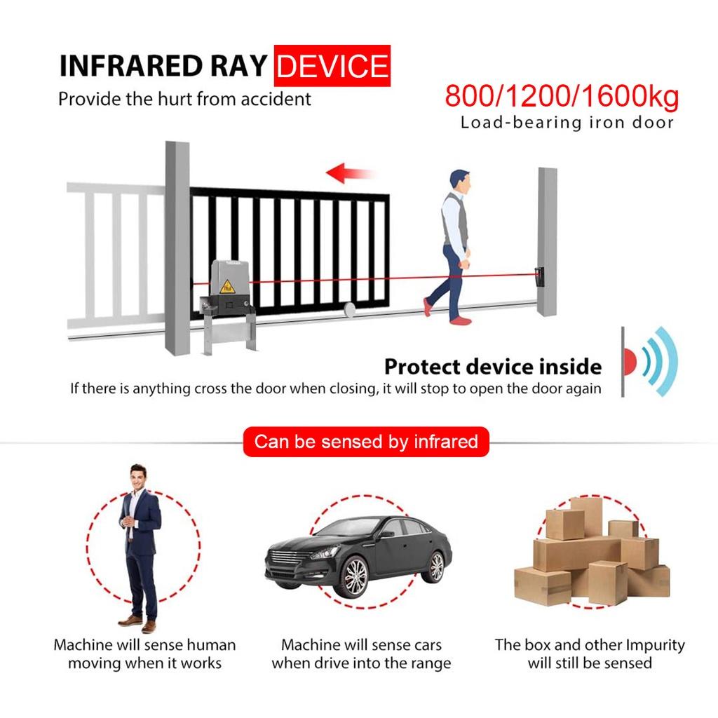 IP44 800-1600KGS 220VAC Sliding Gate Operator Opener of ACDC Motor As Door Closer Engine with Safety Sensor Wifi Controller Kit 370W