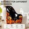 1 piece Halloween-themed black flannel blanket with orange pumpkins and ghosts, soft for sofa, bed, office, all-season use.