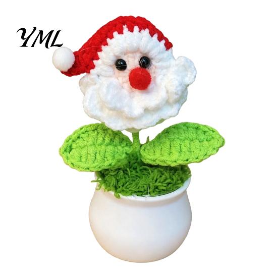 Christmas Atmosphere Home Decor Hand Crochet Potted Tree, Creative Knitted Plant, Mini Handcrafted Holiday Desktop Ornaments Cute Decorations,