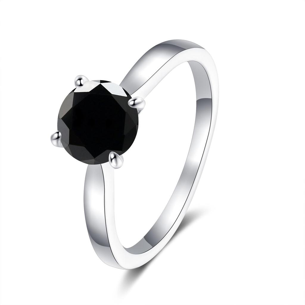 8mm Round Cut Four Prong Solitaire Moissanite Engagement Ring S925 Sterling Silver Wedding Band For Women
