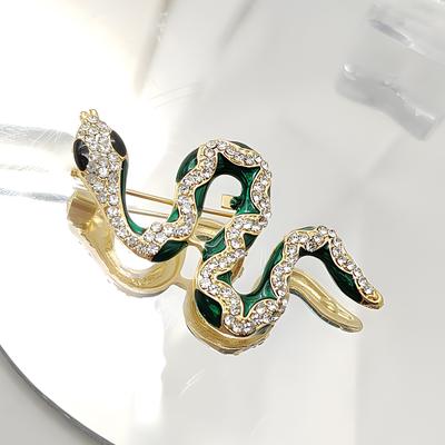 Retro Full Diamond Snake Brooch Exquisite Animal Corsage Niche Design Sense Pin Versatile Men'S And Women'S Suit Accessories