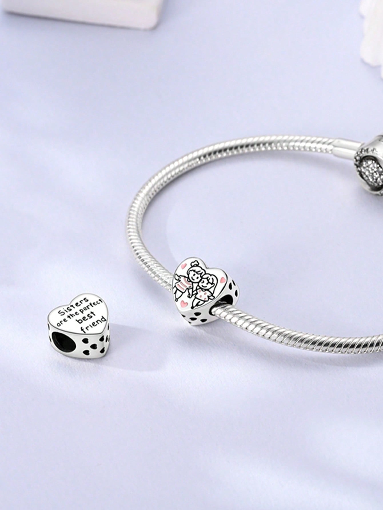 

Charms Plata Copper Colors Heart-Shaped Bow Perfume Bottle Beadspendant For Original Bracelet For Women Diy Jewelry Love Gift