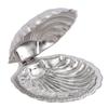 Shell Dish with Spoon Set 304 Stainless Steel Glass Inner Plate for Butter Salad Dressing Easy Cleaning Multi