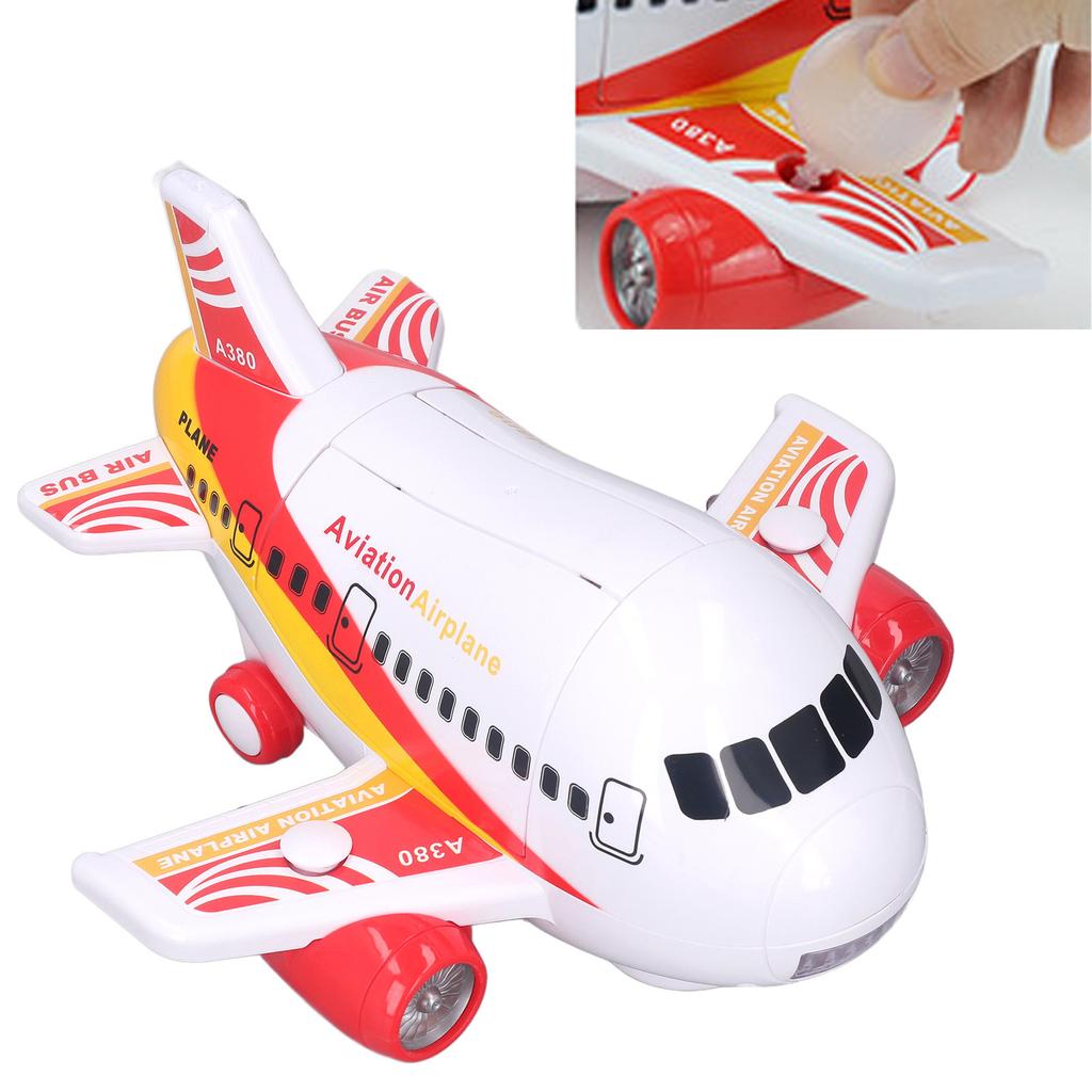 Kids Electric Airplane Toy Lights Music Openable Door High Simulated Aircraft Model with Water Mist Spray