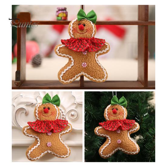 Cute Christmas Party Favors Gingerbread Man Pendant, Non-woven Fabric Hanging Ornament with Lanyard Holiday Gift for Tree Decoration, Festive