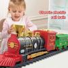 Electric Christmas Train Toys Railway Cars Racing Tracks With Music Christmas Train Model Toys Electric Engine Railway Track