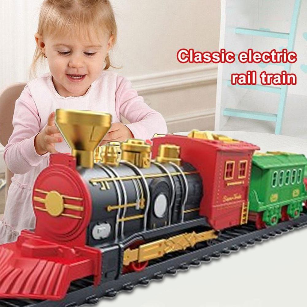 Electric Christmas Train Toys Railway Cars Racing Tracks With Music Christmas Train Model Toys Electric Engine Railway Track