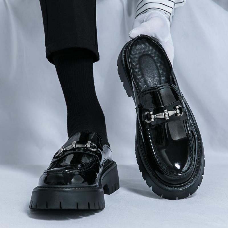 Men s Height-Boosting Leather Loafers: Slip-On, Thick Sole Driving Shoes 41 чёрный