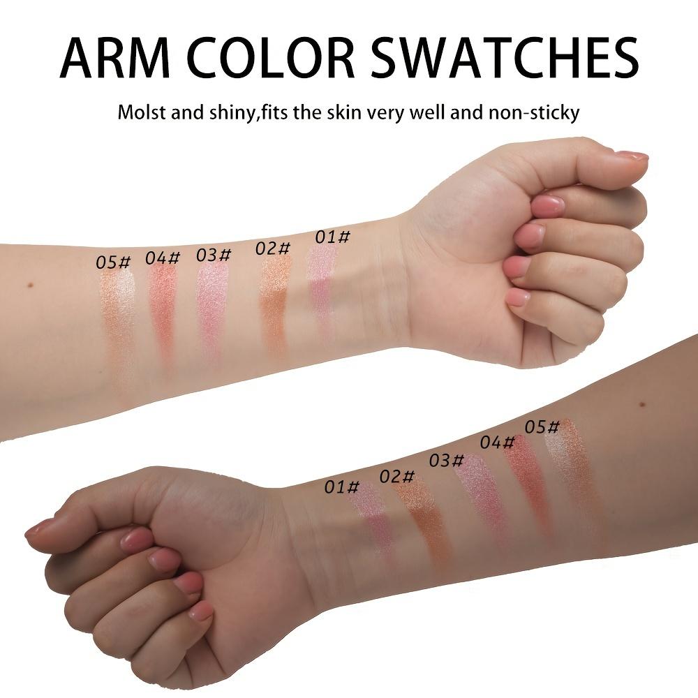 JULYSTAR Five Color Pearlized Fine Glitter Microparticle Pentel Blush Stereoscopic Contouring Tri-Color Marbled Blush