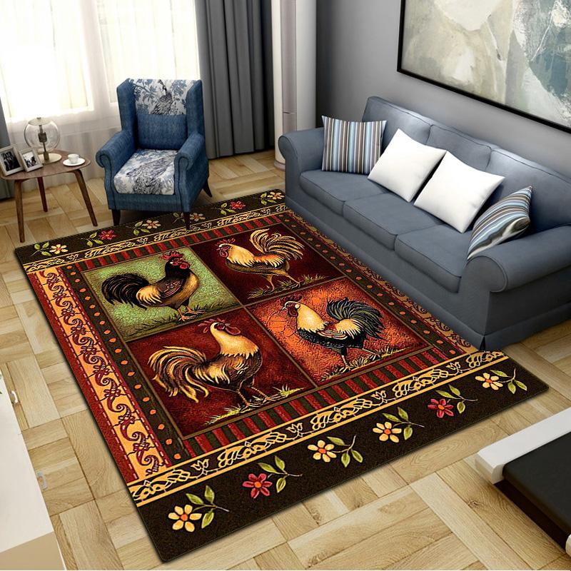 Vintage Chicken Art Carpet Rug for Living Room Bedroom Home Sofa Decoration,Kids Play Non-slip Floor Mat