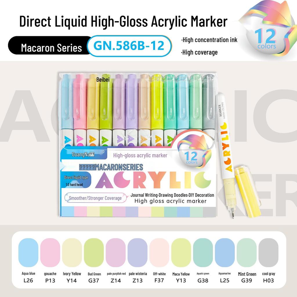 Guangna 586 Large Capacity Acrylic Paint Marker – Bleedproof, Layerable, High Gloss for DIY Projects