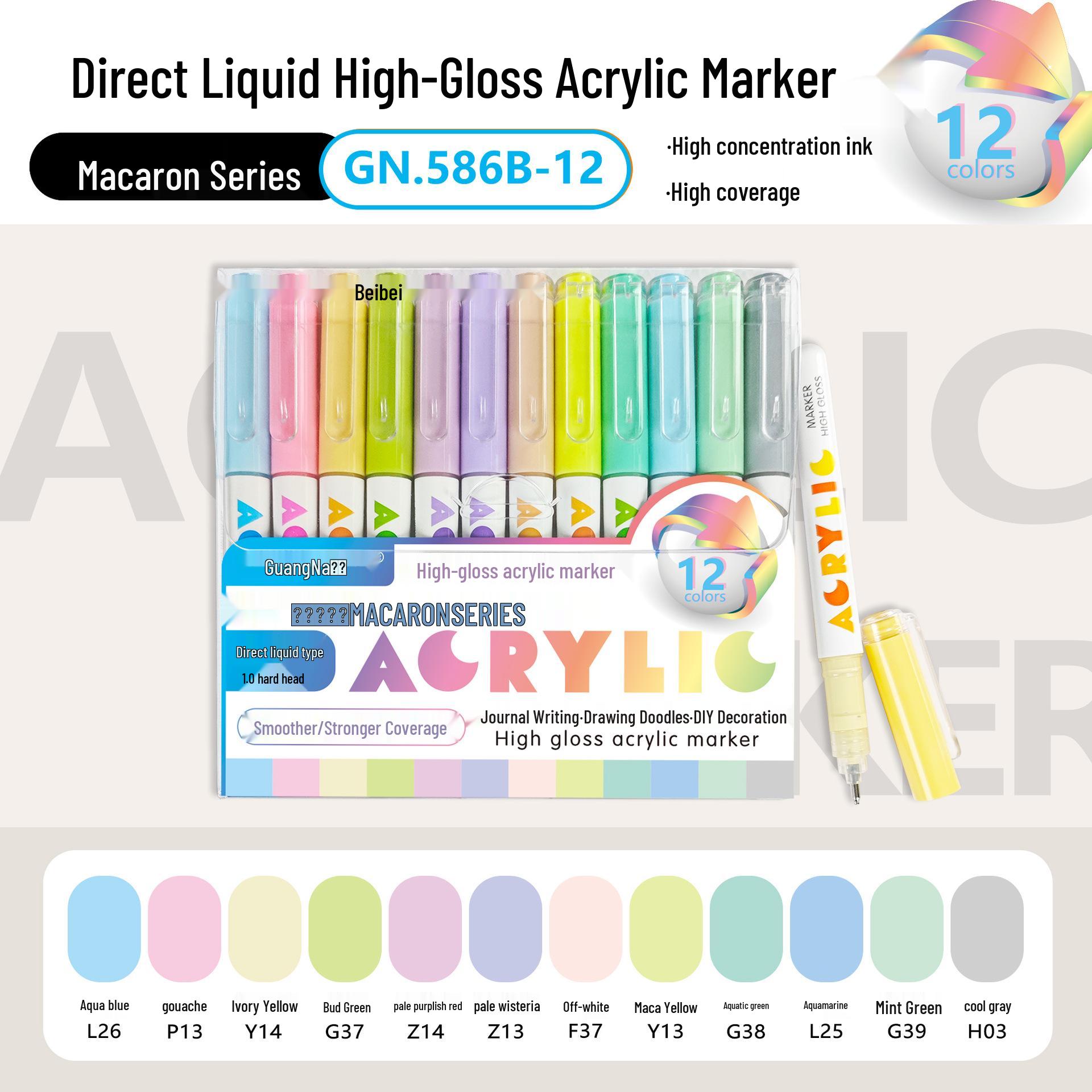 

Акриловый маркер Guangna 586 с высоким глянцем, большой емкости, не растекающийся и допускающий наслоение для рисования своими руками