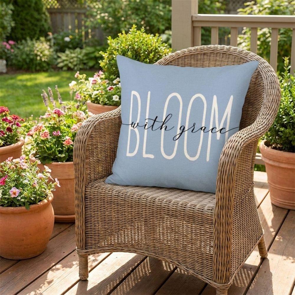 Linen Hydrangea Cushion Cover Flower Printed Cushion Case Pillowslip Throw Pillow Cover Bedroom