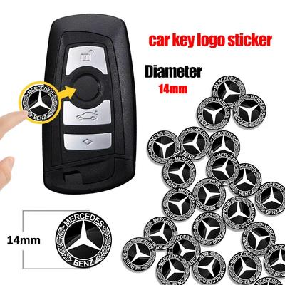 14mm Auto Schlüssel Emblem Aufkleber Auto Steuer Schlüssel Logo Für Mercedes Benz W204 W212 W176 GLC CLA GLA E C G M R S Klasse AMG Autozubehör