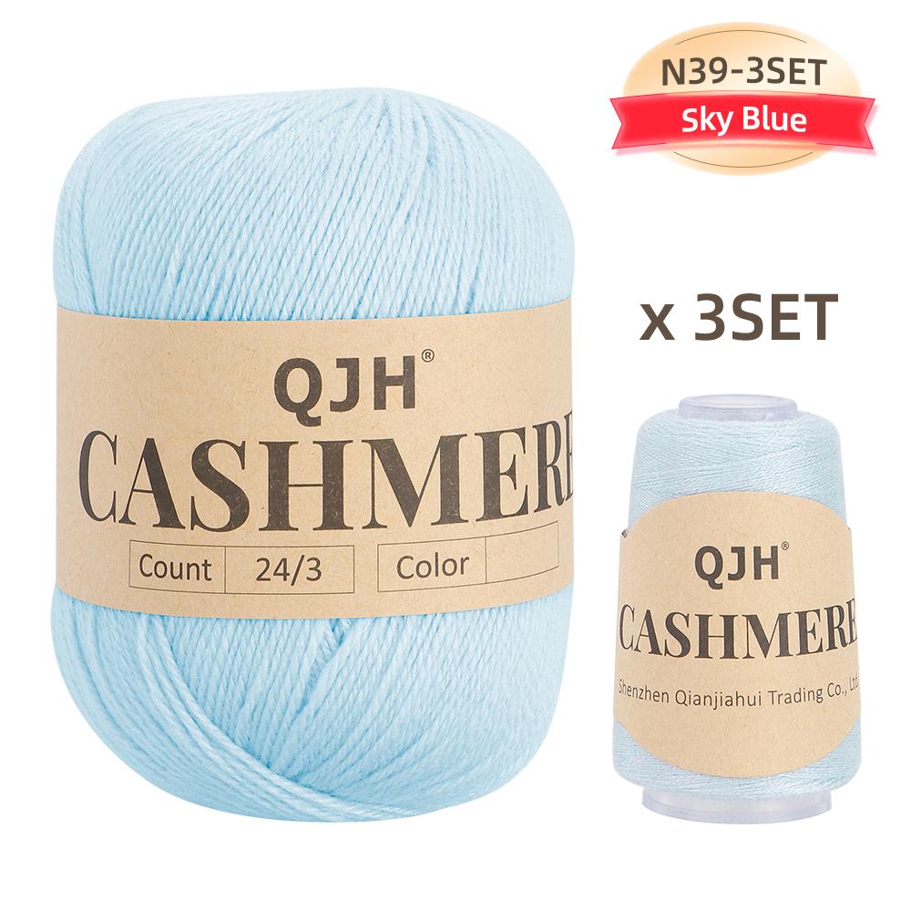 Premium Cashmere Yarn Bundle - Soft, 3 Big & 3 Small Luxurious Knitting & Crochet Yarn Thread for Sweaters, Scarves, Hats, Shawl