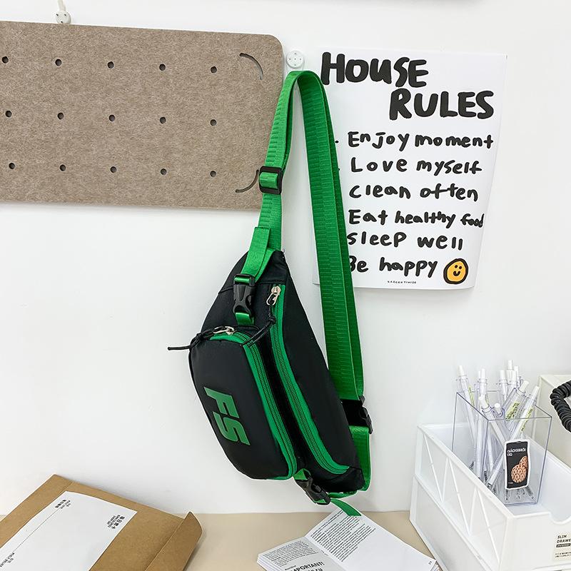 New fashion sports dumpling bag trendy letter versatile messenger bag solid color canvas casual shoulder bag trendy