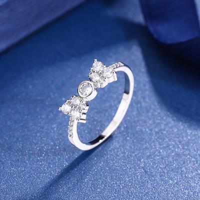 Modeschmuck Bogenform Zirkon Ring Kupfer eingelegt Zirkon Schmetterling Ring weibliche Luxus glänzend Cocktail Party Ring