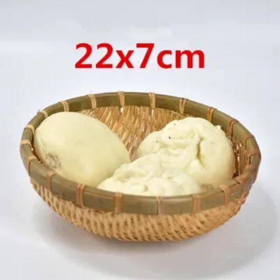 Natural Handmade Bamboo Baskets Fruit Vegetables Bread Rattan Steamed Storage Basket Home Tableware Storage Box Bread Basket