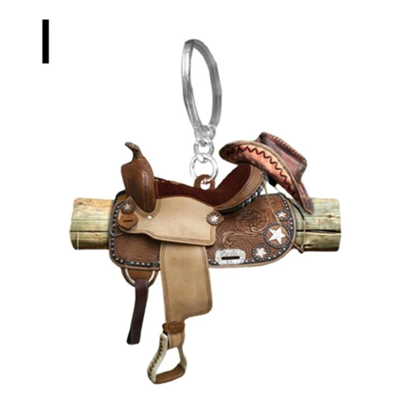 Saddle Shape Acrylic Key Ring Mini Key Chain Hook Fashion Western Cowboy Saddle Acrylic Pendant For Horses Lover Gift Decoration