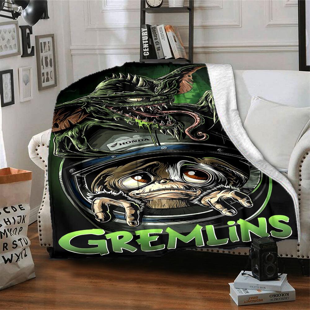 1pc gremlins motorcycle Throw Blanket Soft Flannel, Cozy All Season Polyester Perfect for Home, Office
