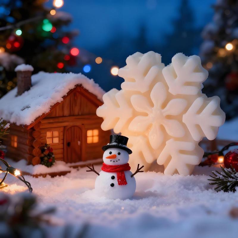Christmas Snowflake Pillar Candle Mold Easy Demold Silicone Mold for DIY Aroma Candle Soap Home Craft Hobby Christmas Gifts