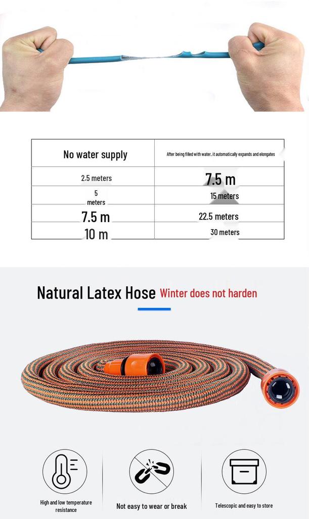 3x Telescopic High-Pressure Water Hose with 8-Function Nozzle for Car Wash and Garden Watering